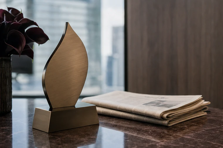A restrained bronze award and financial press arranged for independent recognition